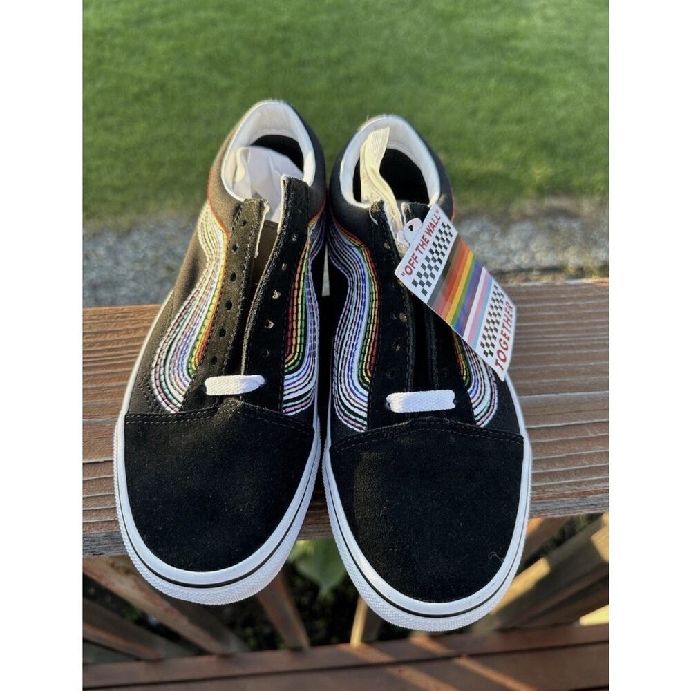 van old skool pride shoes Black with rainbow design size 9 - Picture 4 of 8